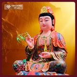  Tượng Quan Thế Âm Bồ Tát Bằng Gỗ Long Não Tự Nhiên [Kim Cương Hỷ Lạc] Tượng Quan Âm Vẽ Màu Lụa 