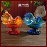 Bộ Cúng Hộ Pháp Lưu Ly Cao Cấp [Kim Cương Hỷ Lạc] Chén Cúng Hộ Pháp Lưu Ly Chạm Khắc Bát Cát Tường 
