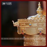  Kinh Luân Điện 25 Triệu Biến Lục Tự [Kim Cương Hỷ Lạc] Đồng Mạ Vàng Cao Cấp 28Cm Bảo Hành 1 Năm 