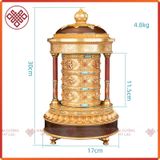  Kinh Luân Điện Phong Thủy Để Bàn - Bánh Xe Mani Mật Tông [Kim Cương Hỷ Lạc] Cẩn Đá Cao Cấp 