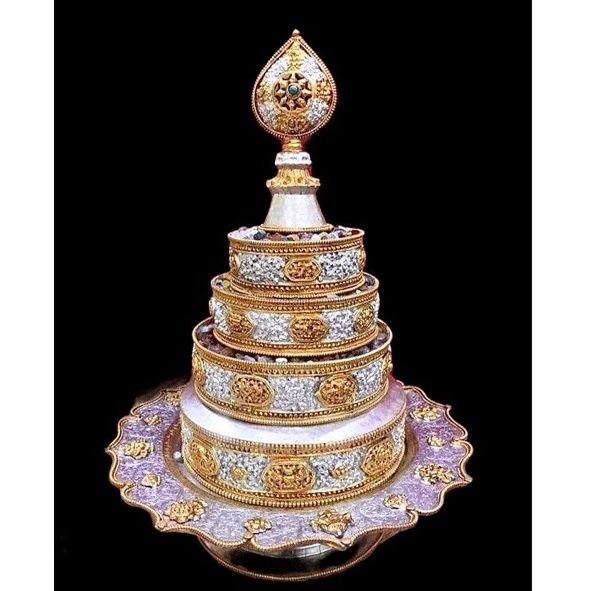  Tháp Mandala Mật Tông [Kim Cương Hỷ Lạc] Đồng Mạ Bạc Nepal 