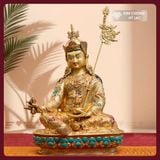  Tượng Liên Hoa Sanh Đồng Mạ Vàng Nepal [Kim Cương Hỷ Lạc] Tượng Phật Mật Tông Chế Tác Nepal 35cm 