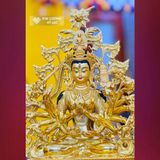  Tượng Phật Chuẩn Đề, Chuẩn Đề Phật Mẫu [Kim Cương Hỷ Lạc] Đồng Mạ Vàng - Cao 33cm 