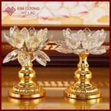  Đế Nến Chân Đèn Đốt Nến Bơ Pha Lê Hoa Sen [Kim Cương Hỷ Lạc] Đế Hợp Kim 6,5 - 14 Cm 