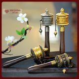  Kinh Luân Cầm Tay Phong Cách Cổ 4000 Biến Chú [Kim Cương Hỷ Lạc] Chất Liệu Đồng Cán Gỗ 