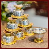 Chén Cúng, Ly Cúng Dường Chất Liệu Bạc S99 Cao Cấp [Kim Cương Hỷ Lạc] Ly Cúng Phật Bạc Viền Đồng 