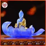  Tượng Phật Dược Sư Mật Tông [Kim Cương Hỷ Lạc] Lưu Ly Thiếp Vàng 12cm 