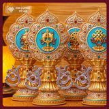  Bộ Bát Cát Tường Cúng Dường Mật Tông [Kim Cương Hỷ Lạc] Bát Cát Tường Composite Vẽ Màu Cao Cấp 20cm 