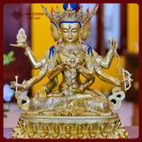  Tôn Tượng Phật Đảnh Tôn Thắng, Tượng Phật Đảnh [Kim Cương Hỷ Lạc] Đồng Mạ Vàng 47Cm 