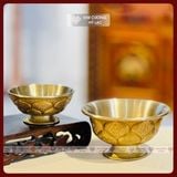  Chén Nước Cúng Phật, Chén Cúng Dường [Kim Cương Hỷ Lạc] Bát Cát Tường Đồng Mạ Vàng Size 8x5,5cm 