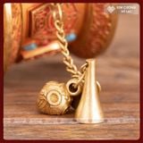  Kinh Luân Xoay, Cầm Tay [Kim Cương Hỷ Lạc] Họa Tiết Bát Cát Tường, Đồng Đỏ Cán Gỗ Cao Cấp Size 28cm 