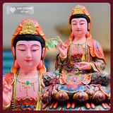  Tượng Quan Thế Âm Bồ Tát Bằng Gỗ Long Não Tự Nhiên [Kim Cương Hỷ Lạc] Tượng Quan Âm Vẽ Màu Lụa 