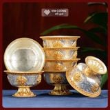  Chén Nước Cúng Dường Mật Tông [Kim Cương Hỷ Lạc] Chén Cúng Dường Đồng Mạ Vàng Nepal Nhiều Size 