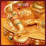  Tượng Tara Xanh Đồng Mạ Vàng Có Hào Quang 38cm [Kim Cương Hỷ Lạc] Tượng Phật Nepal Chế Tác Thủ Công 