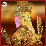  Tượng Ganesha Mật Tông [ Kim Cương Hỷ Lac ] Nepal Đồng Mạ Vàng 30Cm 
