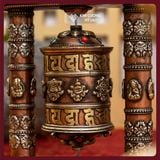  Kinh Luân Để Bàn Cổ Điển-Kinh Luân Thủ Công Nepal [Kim Cương Hỷ Lạc] Kinh Luân Đồng Để Bàn Hàng Hiếm 