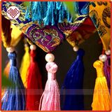  Lọng Trang Trí Bàn Thờ Mật Tông [Kim Cương Hỷ Lạc] Hình Trụ Vải Gấm - Dài 40Cm 