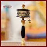  Kinh Luân Xoay, Kinh Luân Cầm Tay Tây Tạng [Kim Cương Hỷ Lạc] Đồng Cao Cấp Cấn Đá Tinh Xảo 27cm 