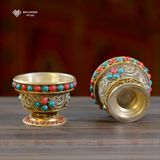  Chén Nepal Cúng Dường Phật Mật Tông [Kim Cương Hỷ Lạc] Thủ Công Cẩn Đá 