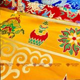  Khăn Trải Ban Thờ, Khăn Trải Bàn[Kim Cương Hỷ Lạc] Chày Kim Cương Vải Gấm Thêu Đôi Kim Tuyến 1mx1m 