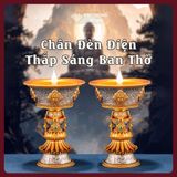  Đèn Thờ Điện, Chân Đèn Thờ Composite Cao Cấp [Kim Cương Hỷ Lạc] Chân Đèn Cúng Dường Điện Kèm Sạc 