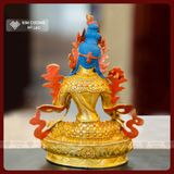  Tượng Tara Xanh Lục Độ Phật Mẫu Mật Tông [Kim Cương Hỷ Lạc] Xuất Xứ Nepal Đồng Mạ Vàng 23cm 