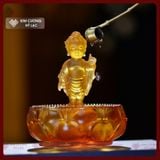  Bộ Tắm Phật Đản Sanh Mini Mật Tông [Kim Cương Hỷ Lạc] Lưu Ly 12Cm Kèm Gáo Và Chậu 