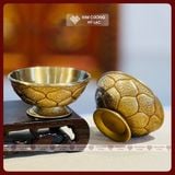  Chén Nước Cúng Phật, Chén Cúng Dường [Kim Cương Hỷ Lạc] Bát Cát Tường Đồng Mạ Vàng Size 8x5,5cm 