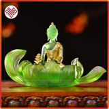  Tượng Phật Dược Sư Mật Tông [Kim Cương Hỷ Lạc] Lưu Ly Thiếp Vàng 12cm 