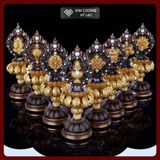  Bộ Bát Cát Tường Cúng Dường Chư Phật [Kim Cương Hỷ Lạc] Đồng Mạ Vàng Cao Cấp 24Cm 