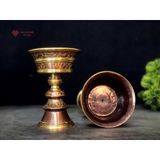  Chân Đèn Đồng Nepal [Kim Cương Hỷ Lạc] 14,5cm 