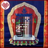  Rèm Cửa Trang Trí Bàn Thờ Mật Tông [Kim Cương Hỷ Lạc] Kalachakra Nền Xanh 