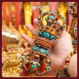  Bộ Chuông Chùy Nepal - Pháp Khí Mật Tông [Kim Cương Hỷ Lạc] Bộ Chuông Chùy Cẩn Đá Thạch Anh Nepal 