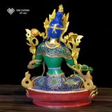  Tượng Tara Xanh Mật Tông [Kim Cương Hỷ Lạc] Đồng Vẽ Màu 