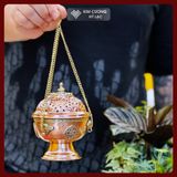  Lư Xông Đồng Có Dây Xích Nepal [Kim Cương Hỷ Lạc] 10x14cm 