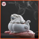  Lư Xông Trầm, Lư Đốt Trầm Hương Mật Tông [Kim Cương Hỷ Lạc] Bằng Gốm Hình Kỳ Lân Chiêu Tài Lộc 