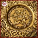 Đĩa Đồng Thờ Cúng Mật Tông [Kim Cương Hỷ Lạc] Khắc Bát Cát Tường Và Thần Chú Om Mani Padme Hum 