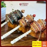  Kinh Luân Cầm Tay Nepal Nạm Bạc Thủ Công [Kim Cương Hỷ Lạc] 36Cm 