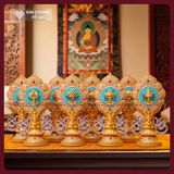  Bộ Bát Cát Tường Cúng Dường Mật Tông [Kim Cương Hỷ Lạc] Bát Cát Tường Composite Vẽ Màu Cao Cấp 20cm 