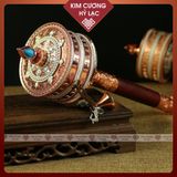  Kinh Luân Cầm Tay Xoay Hợp Kim Màu Vàng Loại 28cm Kim Cương Hỷ Lạc 