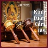  Kinh Luân Cầm Tay Tây Tạng Màu Vàng Mật Tông Loại 18cm [Kim Cương Hỷ Lạc] Kinh Luân Cầm Tay Hợp Kim 