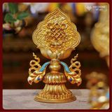  Bát Cát Tường, Bộ 8 Biểu Tượng Cát Tượng Cát Tường Lá Bồ Đề [Kim Cương Hỷ Lạc] Đồng Mạ Vàng Cao Cấp 