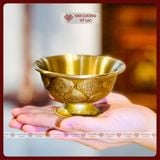  Chén Nước Cúng Phật, Chén Cúng Dường [Kim Cương Hỷ Lạc] Bát Cát Tường Đồng Mạ Vàng Size 8x5,5cm 