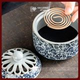  Lư Xông Trầm Hương, Lư Đốt Trầm [Kim Cương Hỷ Lạc] Chất Liệu Gốm Sứ Hình Trụ - Họa Tiết Hoa Tinh Tế 