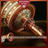  Kinh Luân Cầm Tay Xoay Hợp Kim Màu Vàng Loại 28cm Kim Cương Hỷ Lạc 