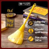  Chổi Quét Tượng Phật, Cọ Vệ Sinh Tượng Phật [Kim Cương Hỷ Lạc] Lông Siêu Dày Mịn, Cán Nhựa Vàng - Đỏ 