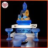  Tượng Phật Dược Sư Mật Tông [Kim Cương Hỷ Lạc] Lưu Ly Chất Liệu 100% Lưu Ly Cao Cấp 19cm 