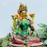  Tượng Tara Xanh Mật Tông [Kim Cương Hỷ Lạc] Đồng Vẽ Màu 