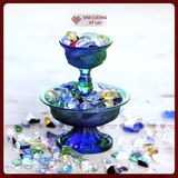  Bộ Cúng Hộ Pháp Lưu Ly Cao Cấp [Kim Cương Hỷ Lạc] Chén Cúng Hộ Pháp Lưu Ly Chạm Khắc Bát Cát Tường 