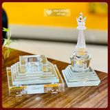  Tháp Xá Lợi Thủy Tinh Trong Suốt [Kim Cương Hỷ Lạc] Cao 12Cm 